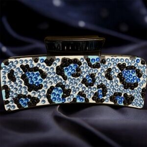 Rhinestone Leopard Hair Claw Clip ✨ Handmade Diamond Art Sparkly Hair Accessory